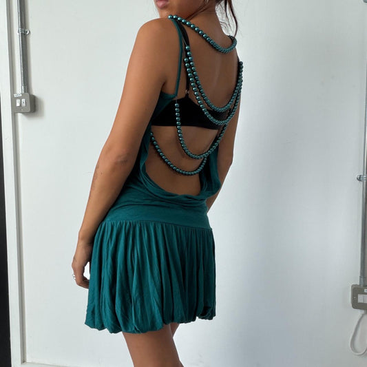 Vintage Teal Mini Beaded Dress