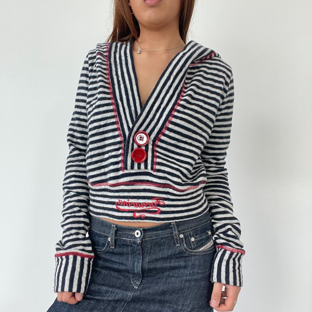 Black/Grey Stripy Knit Hoodie