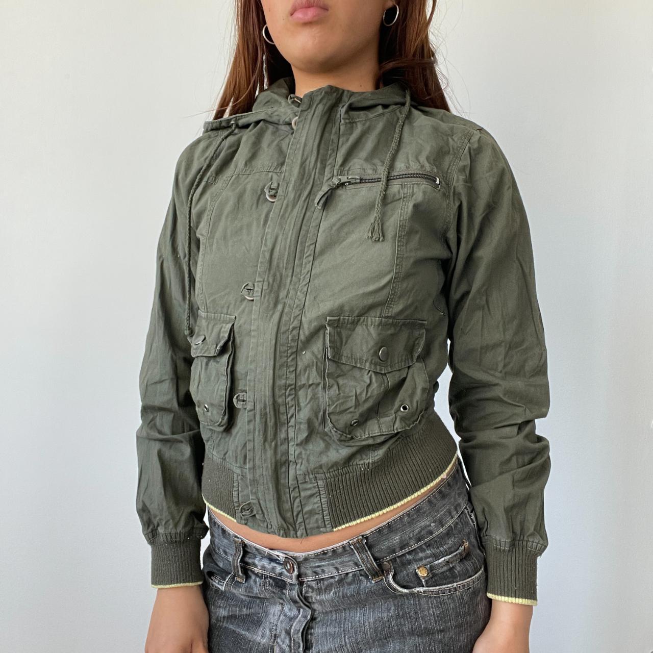 Khaki Green Hooded Utility Jacket