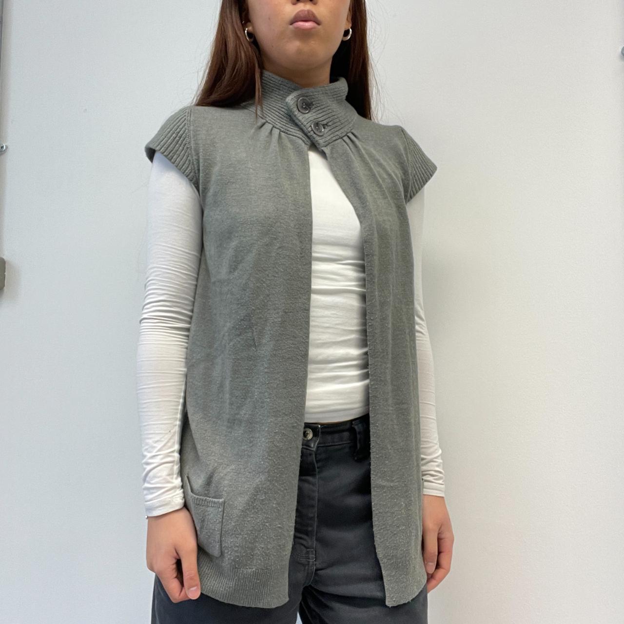 Grey High Neck Knitted Cardigan