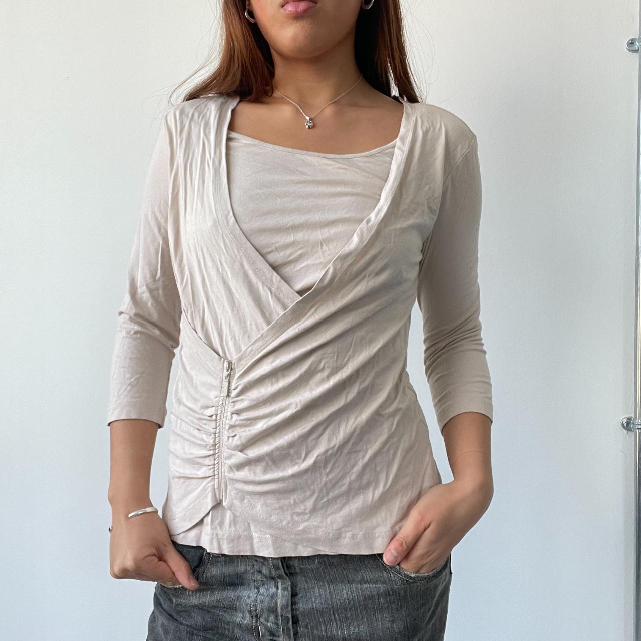 Beige Asymmetric Layered Top