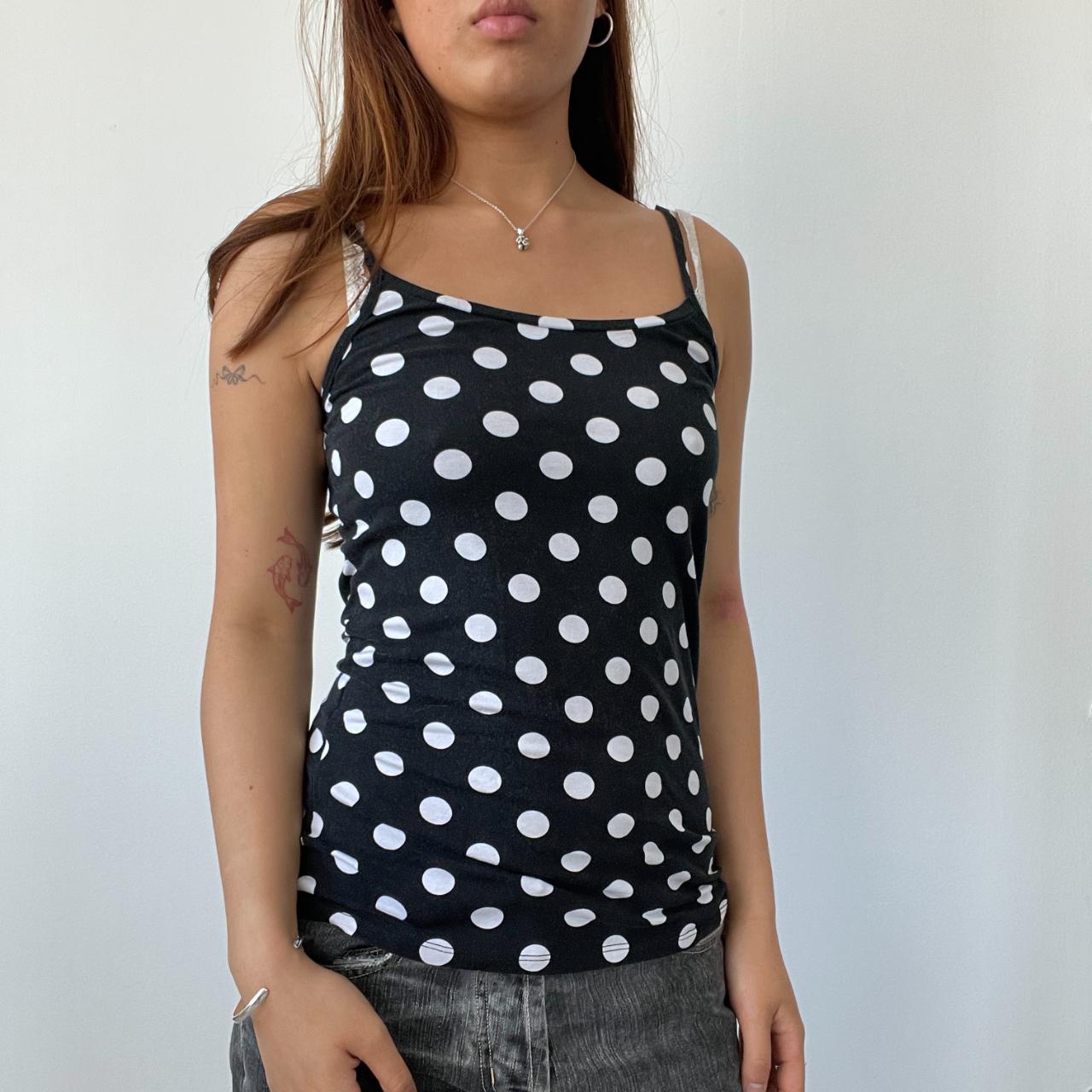 Black/White Polka Dot Vest Top