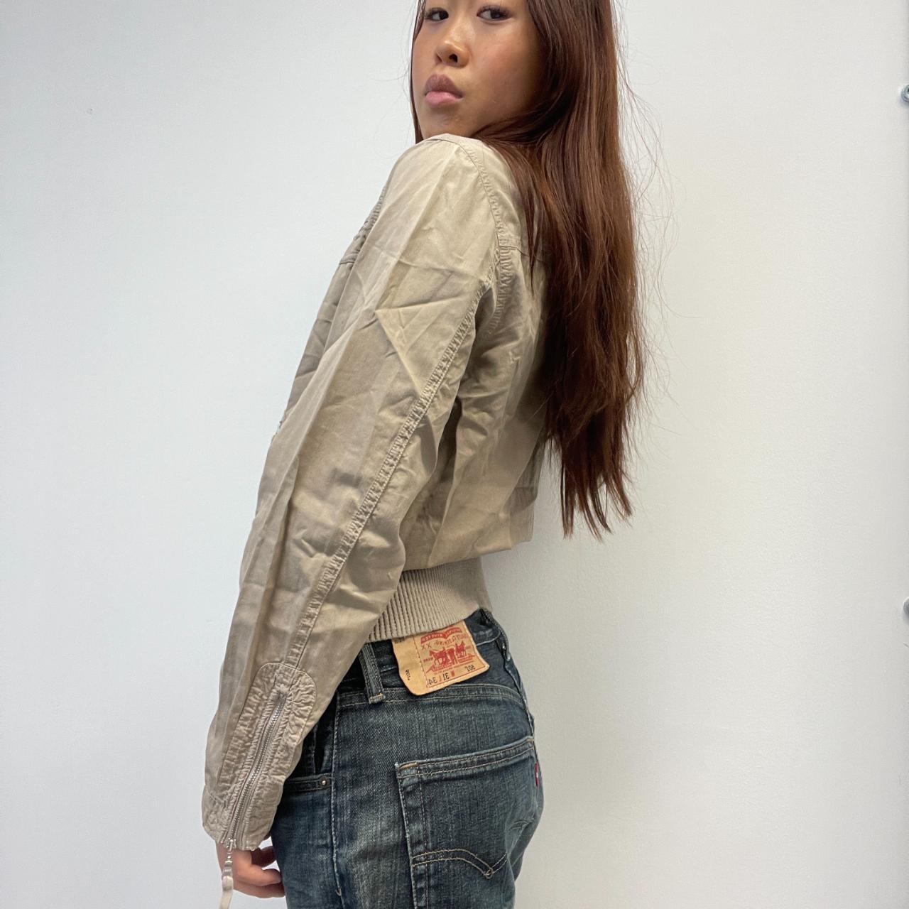 Beige Collared Utility Jacket