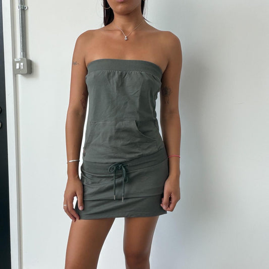 Vintage Khaki Bandeau Mini Dress