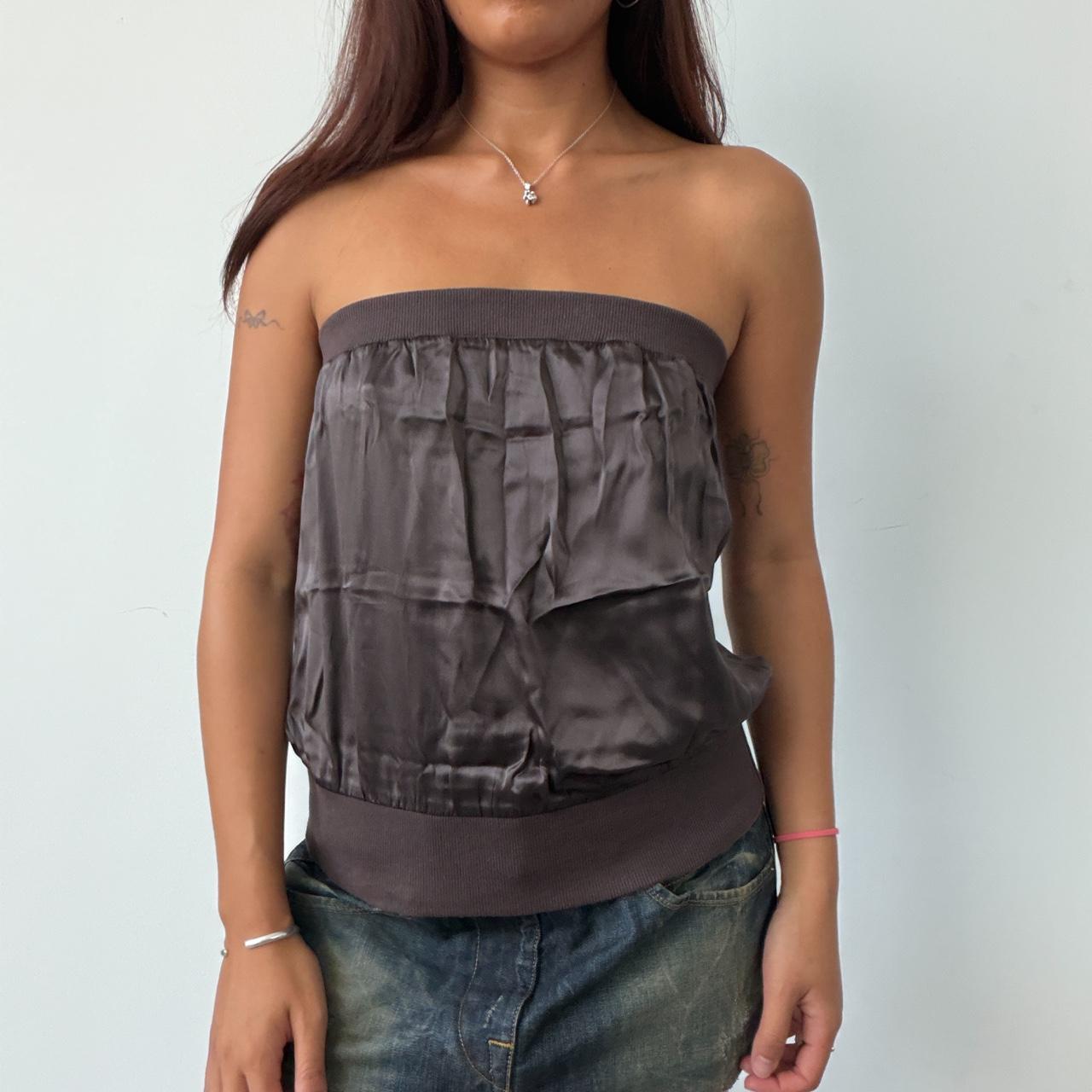 Vintage Brown Satin Bandeau Top