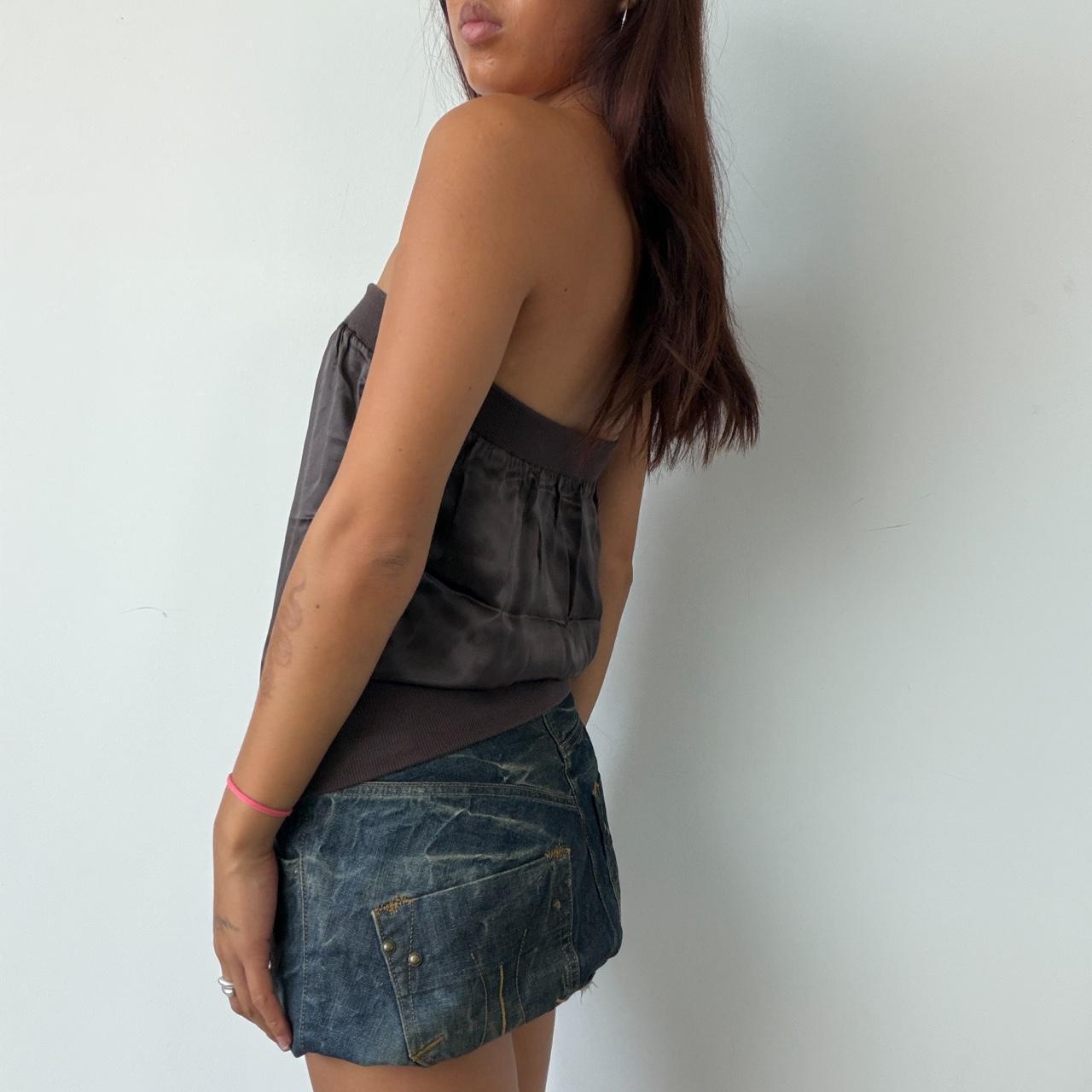 Vintage Brown Satin Bandeau Top
