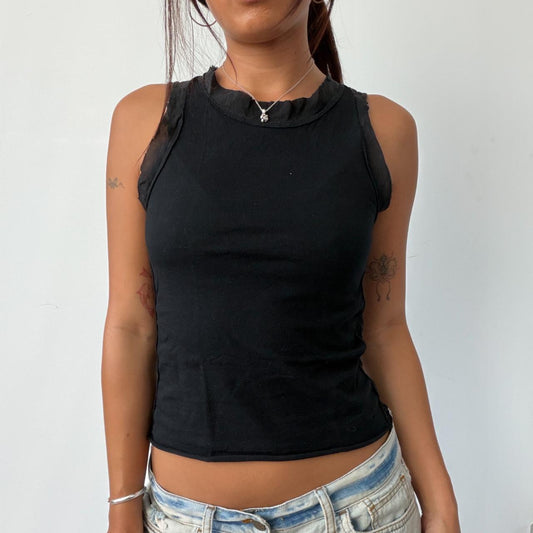 Vintage Black Frill Trimmed Top