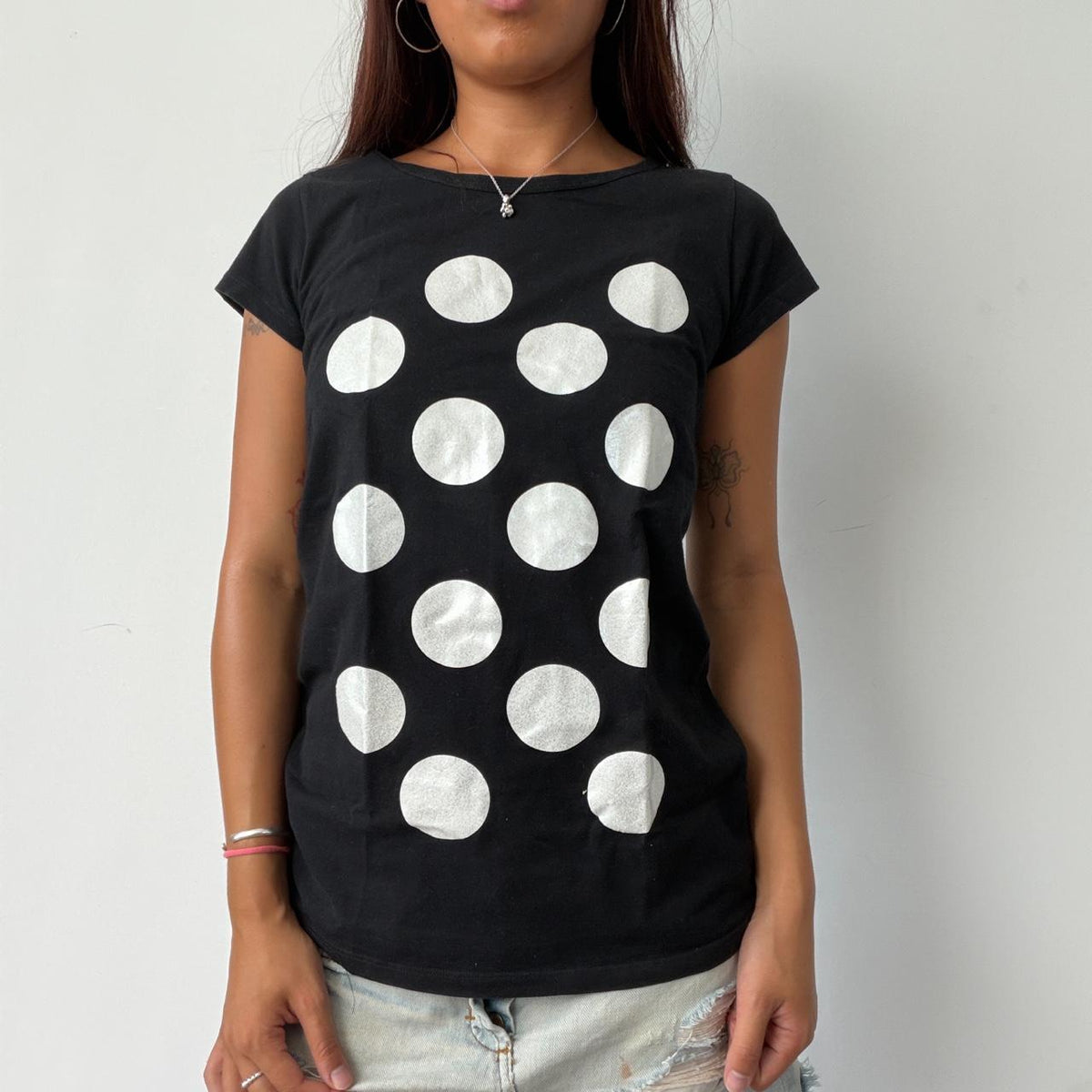 Vintage Black Graphic Print Top