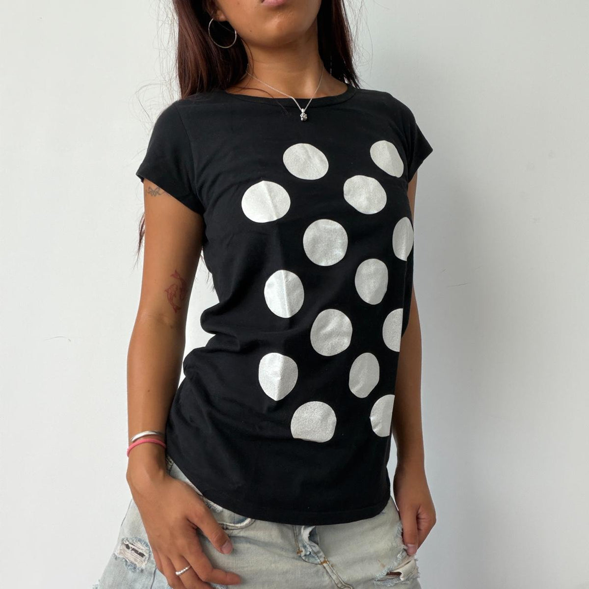 Vintage Black Graphic Print Top