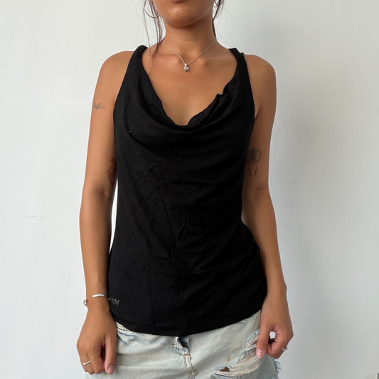 Vintage Black Cowl Neck Top