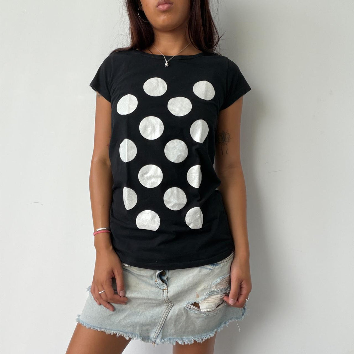 Vintage Black Graphic Print Top