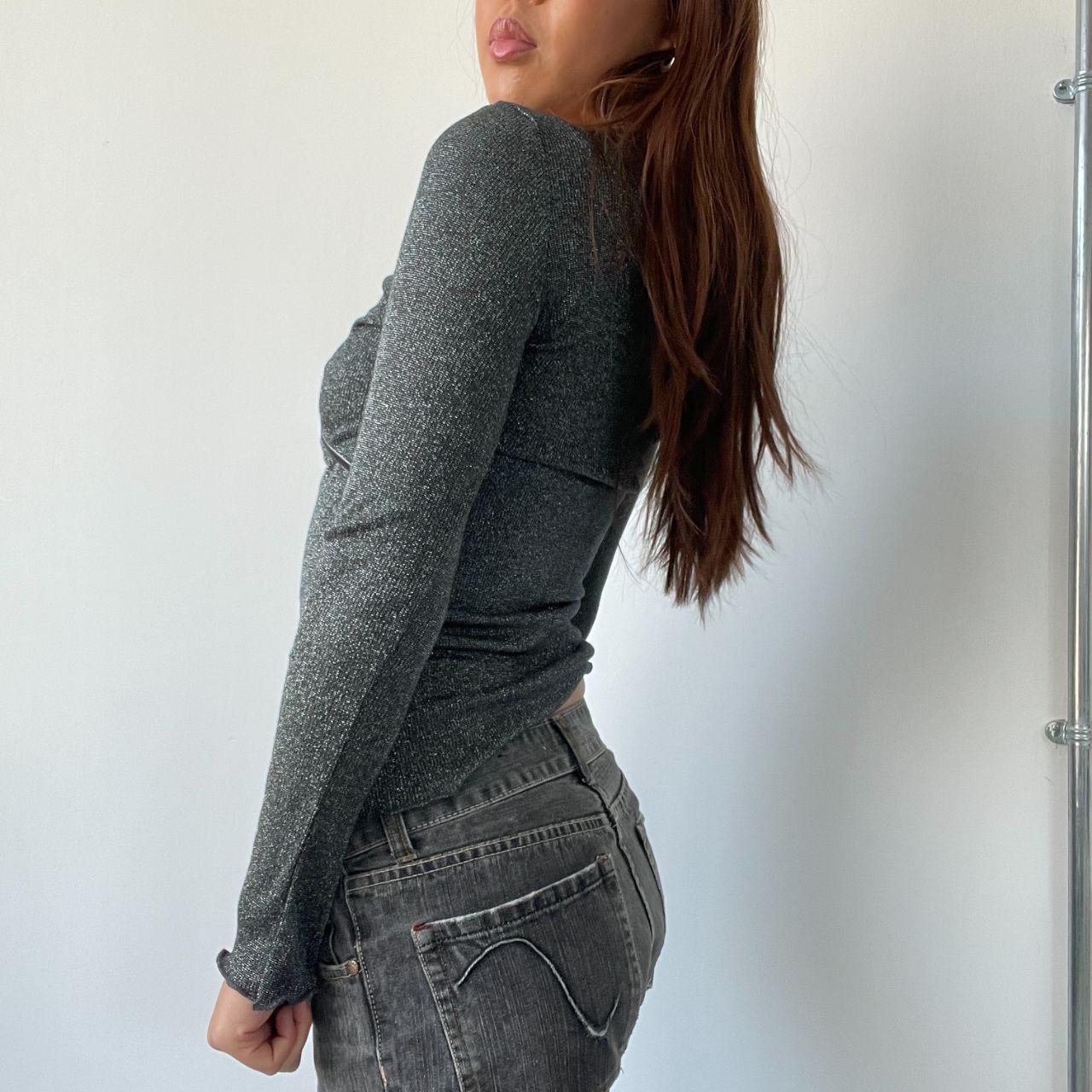 Grey Speckled Ruffle Top