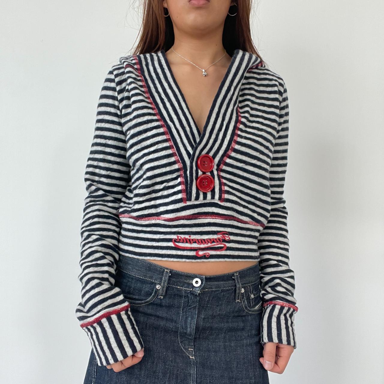 Black/Grey Stripy Knit Hoodie