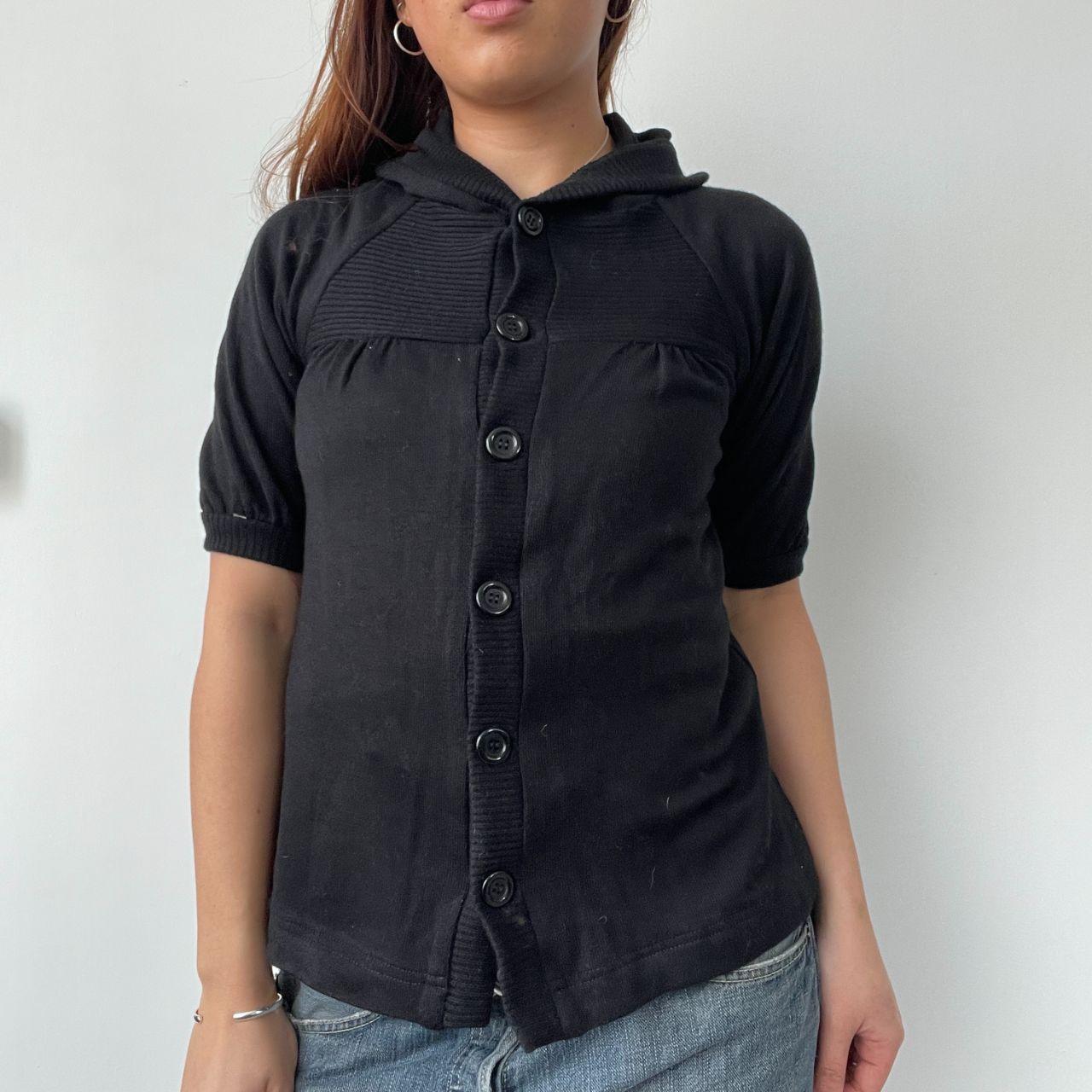 Black Button Up Cargo Top