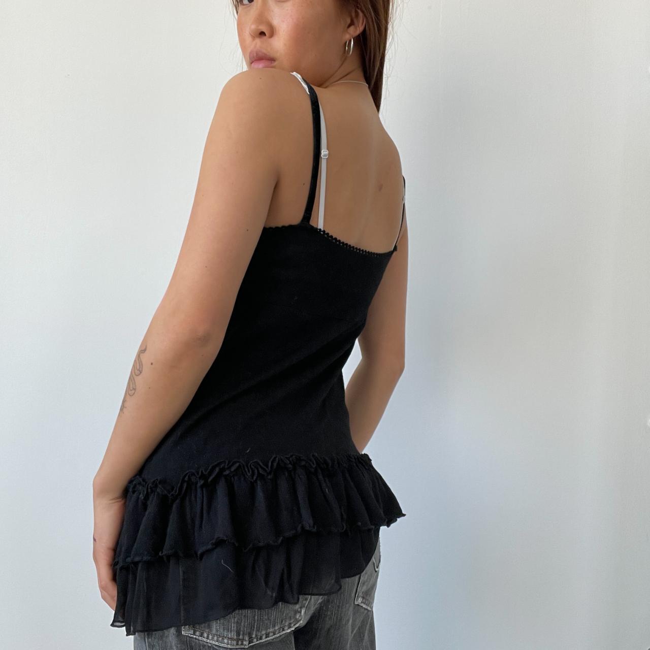 Black Ruffle Tunic Dress Top