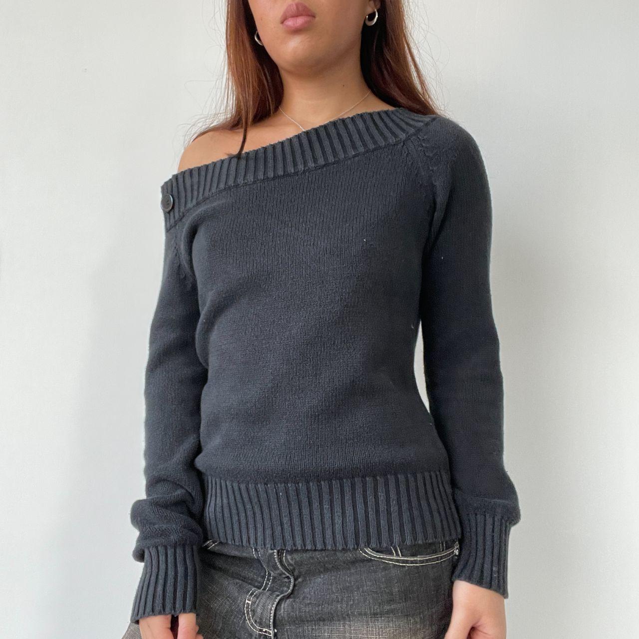 Black Knitted Off Shoulder Jumper