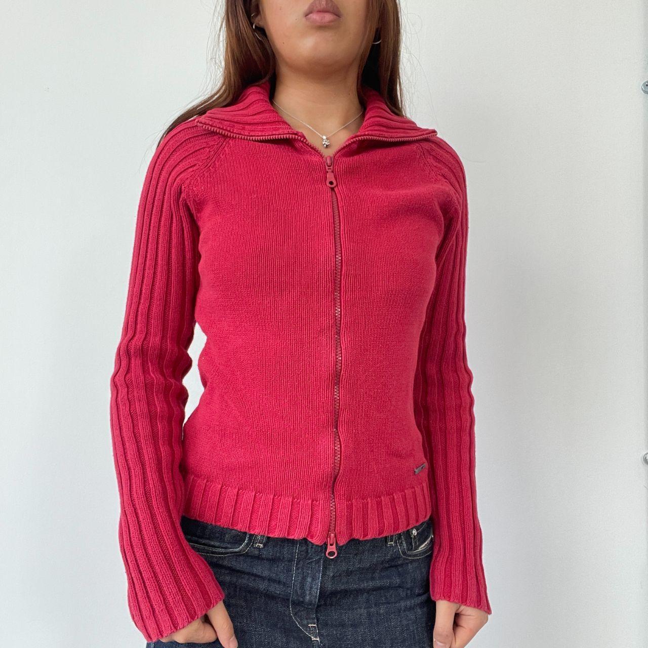 Red Double Zip Knitted Jumper