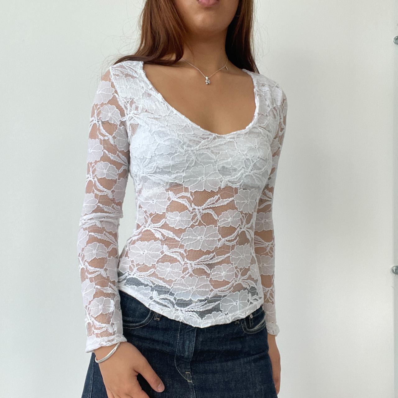 White Lace Scoop Neck Top