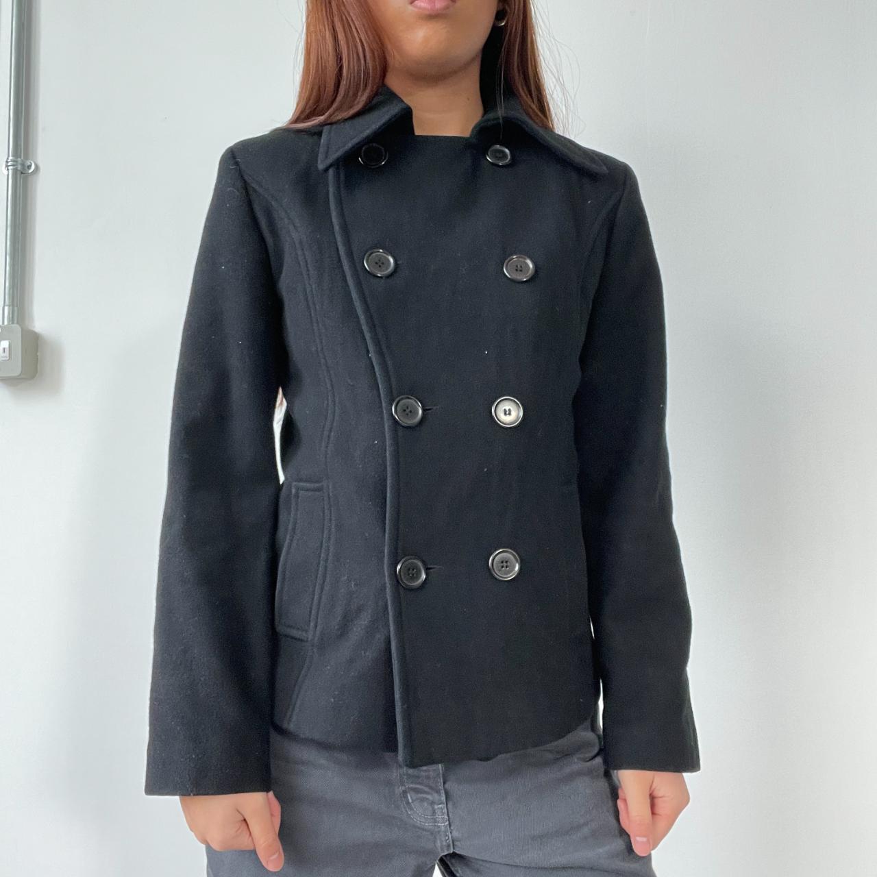 Black Asymmetric Fitted Peacoat