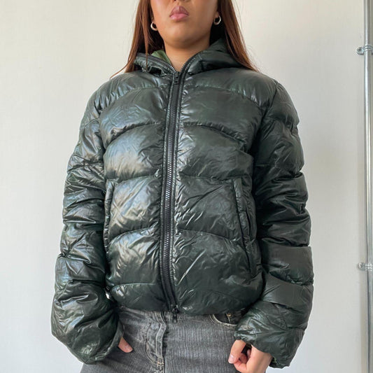 Green Shiny Puffer Jacket