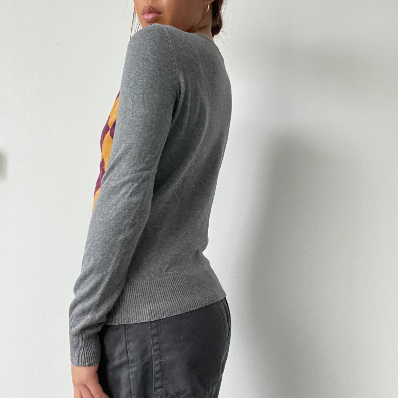 Grey Contrast Argyle Knit Jumper