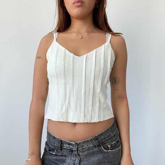 Cream Ribbed Detailed Cami Top