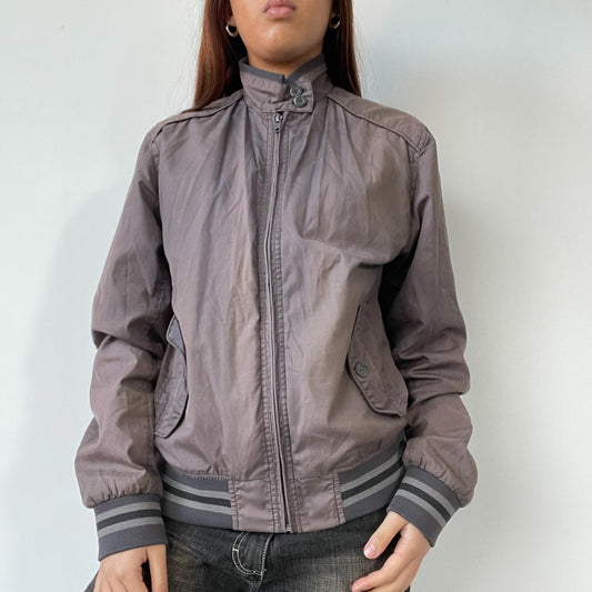 Washed Brown Zip Up Track Jacket