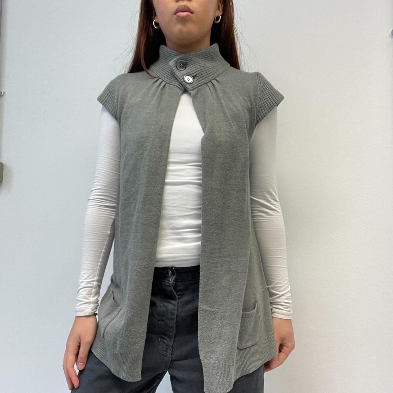 Grey High Neck Knitted Cardigan