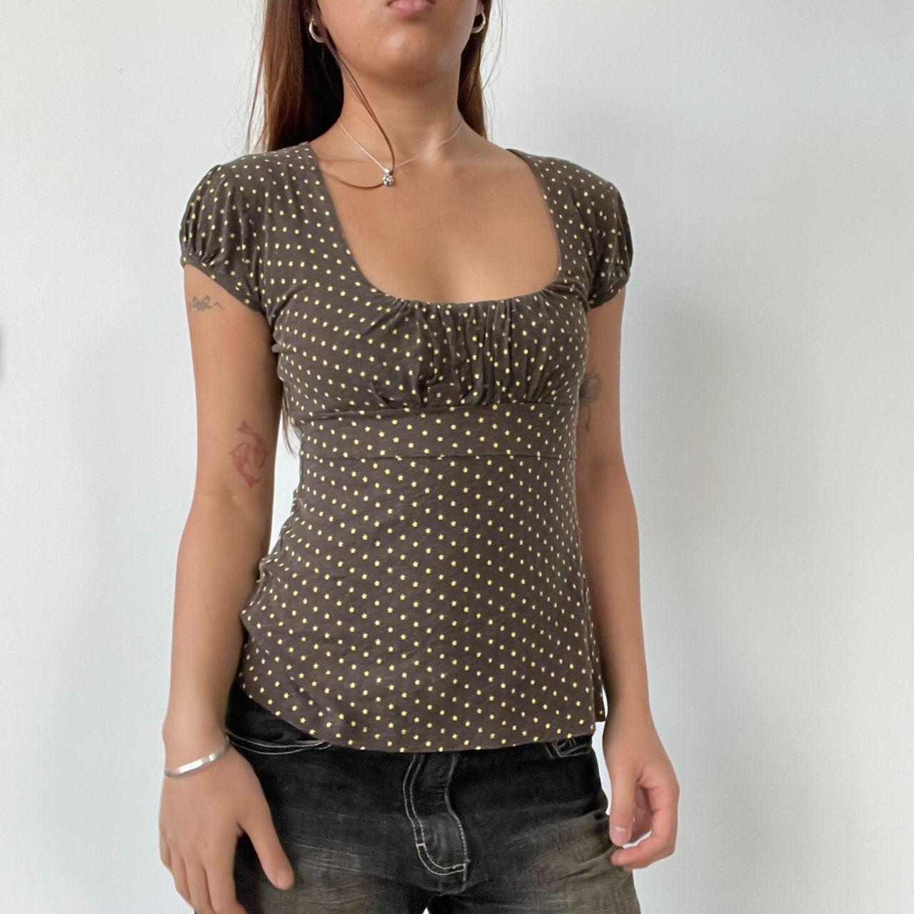 Brown Polka Dot Milkmaid Top