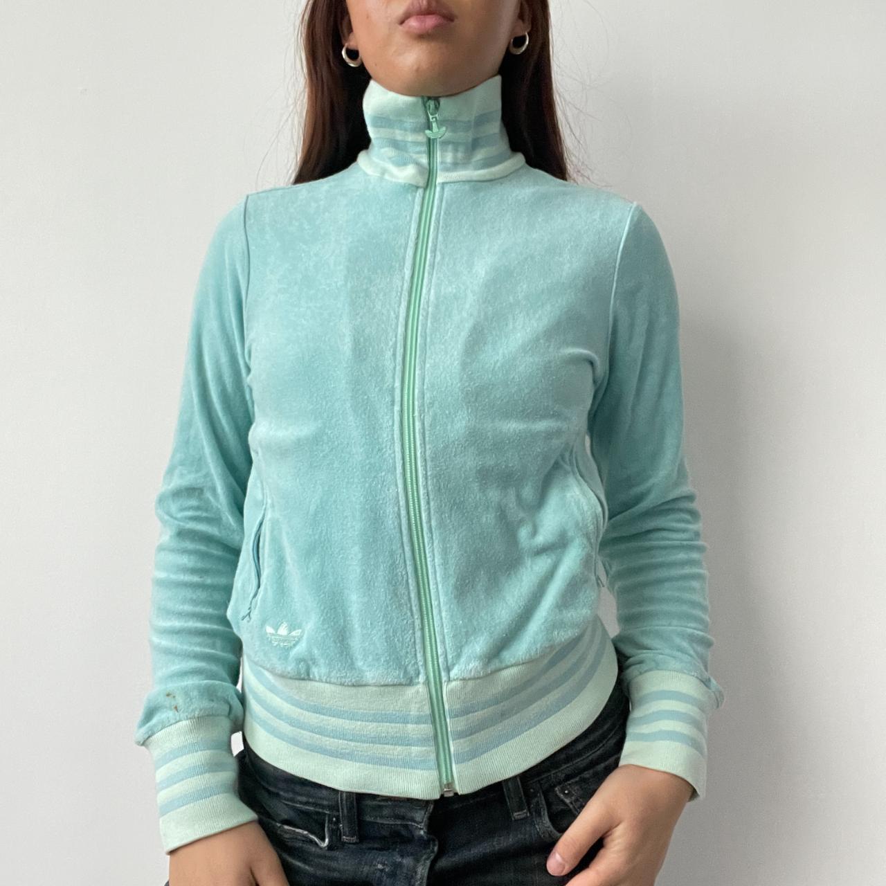 Aqua Blue Adidas Velour Track Jacket