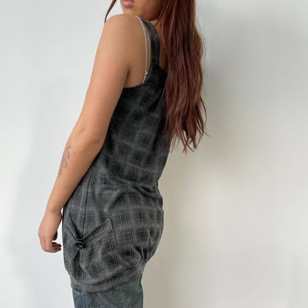 Grey Checkered Pinafore Dress Top