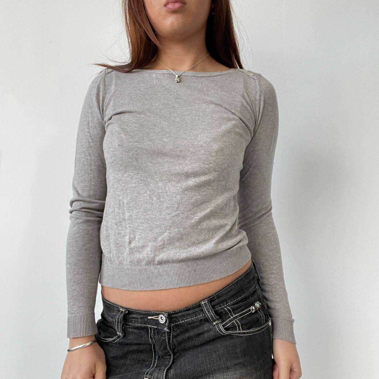 Grey Bardot Knitted Jumper