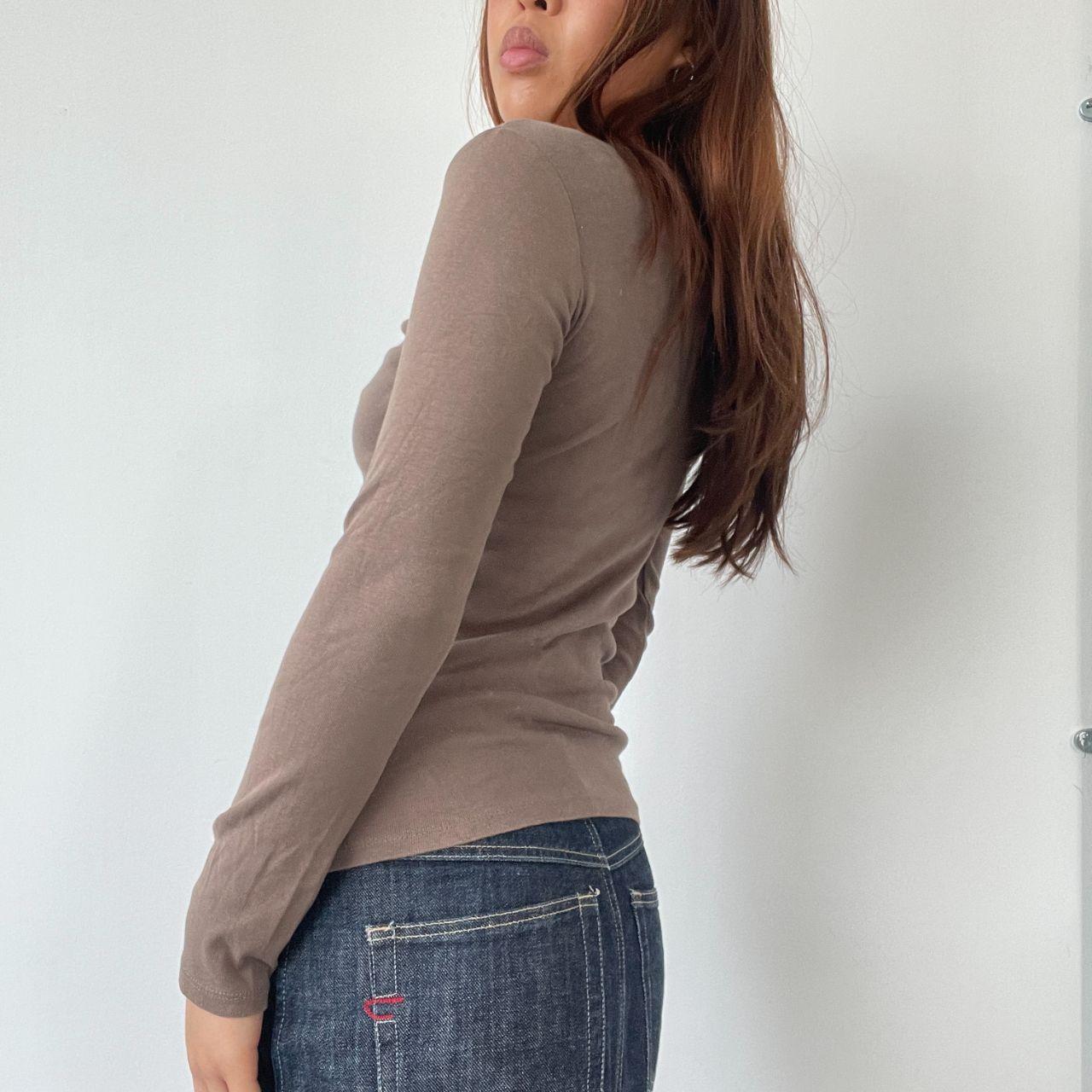 Brown Layered Long Sleeve Top