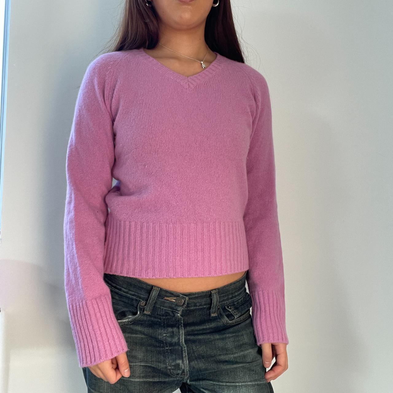 Pink V-Neck Knitted Jumper