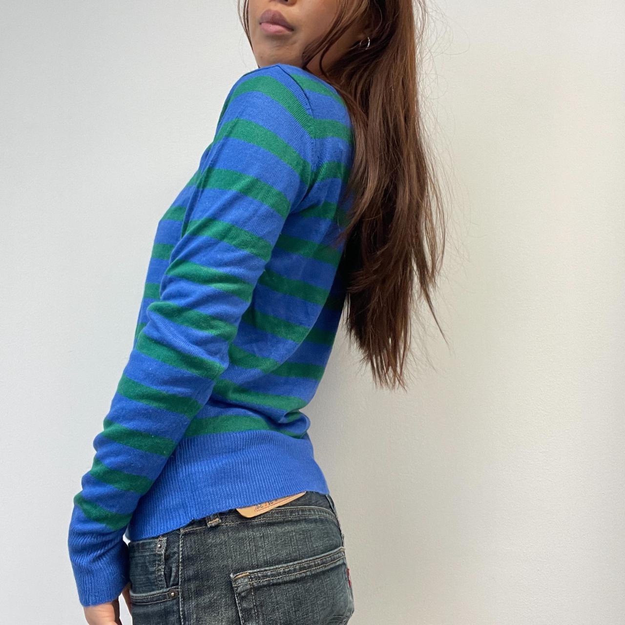 Blue/Green Stripy Knitted Long Sleeve