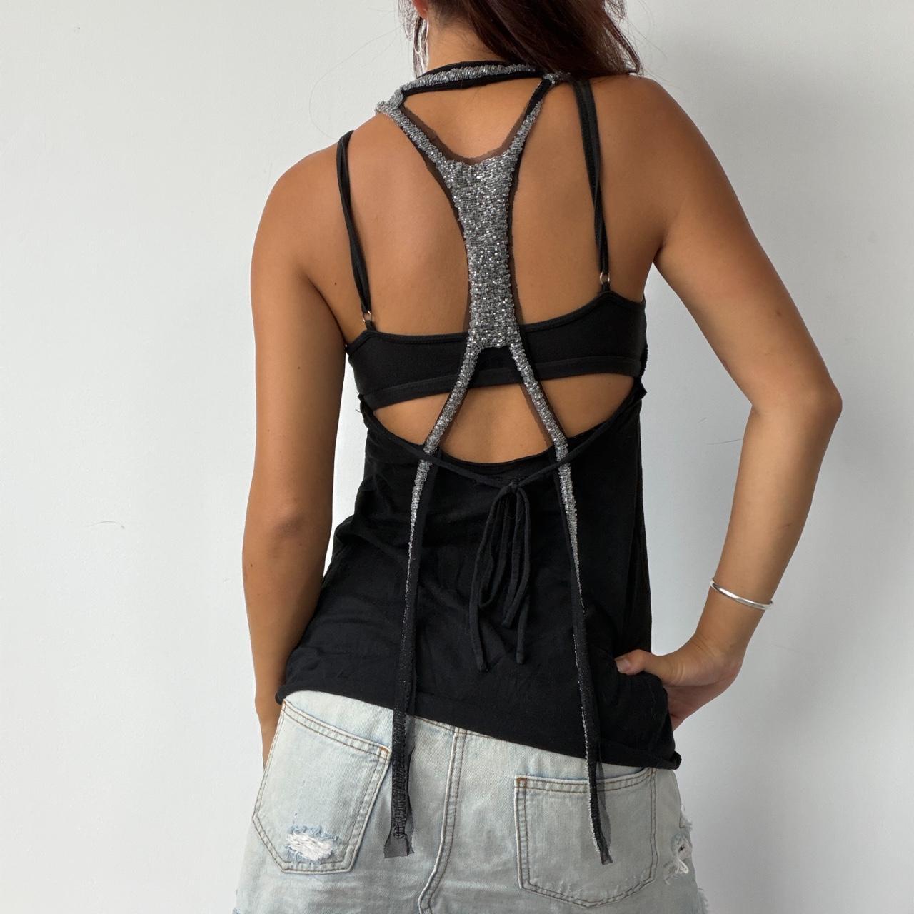 Vintage Black Sparkle Racer Back Top