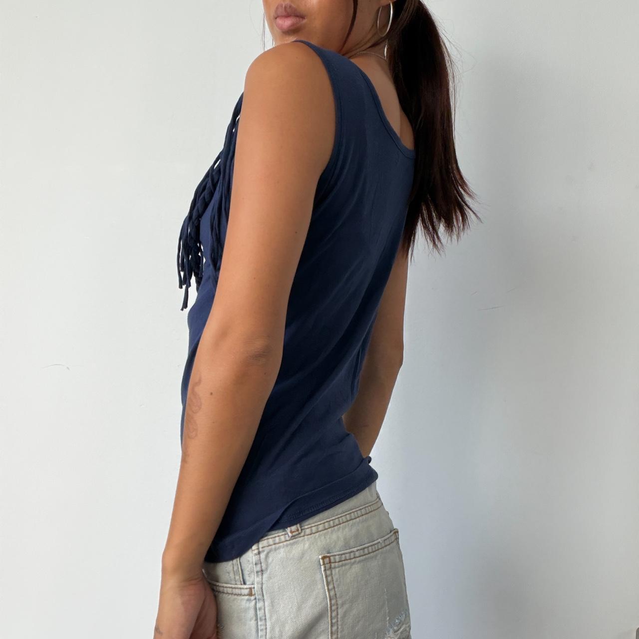 Vintage Navy Fringe Beaded Top