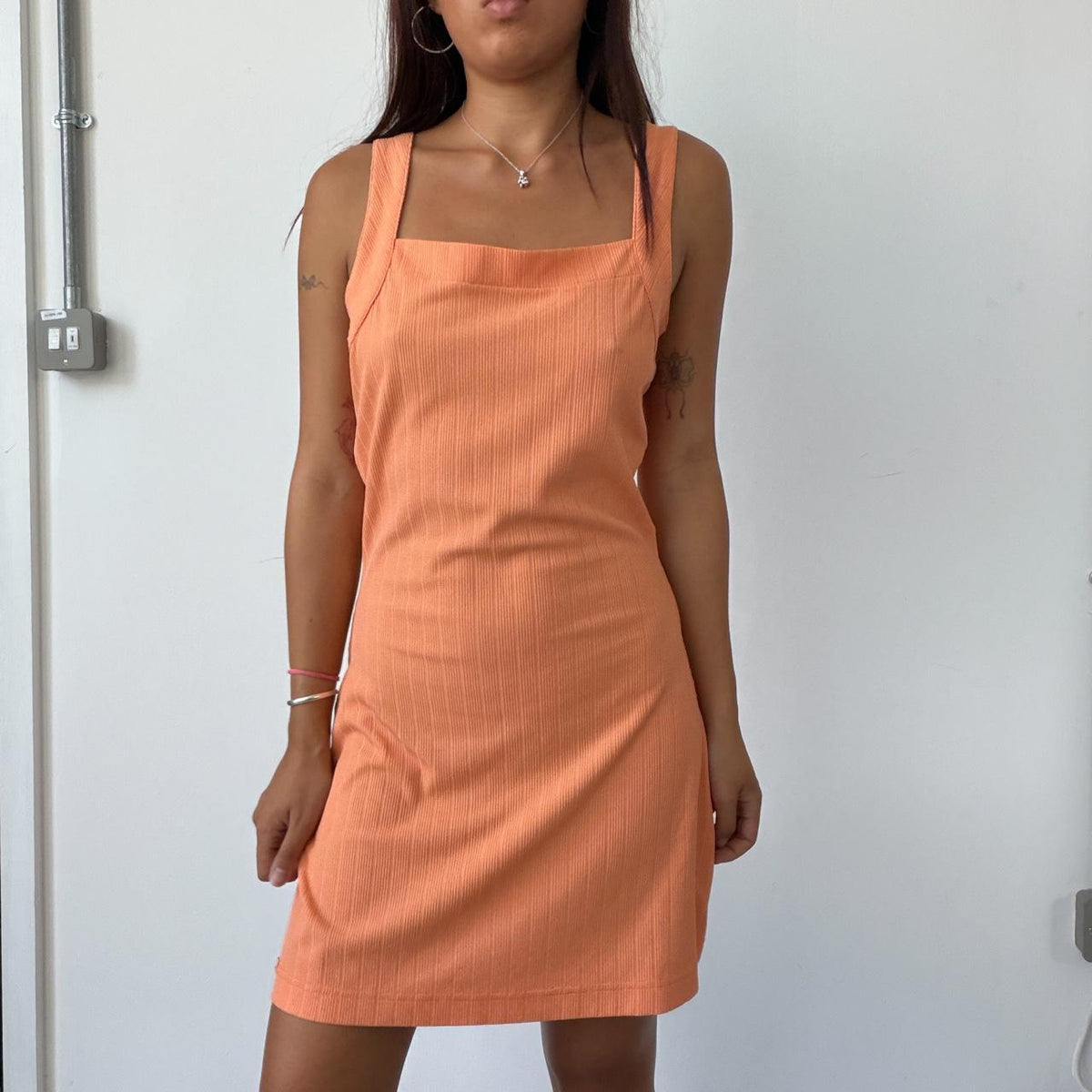 Vintage Orange Ribbed Mini Dress