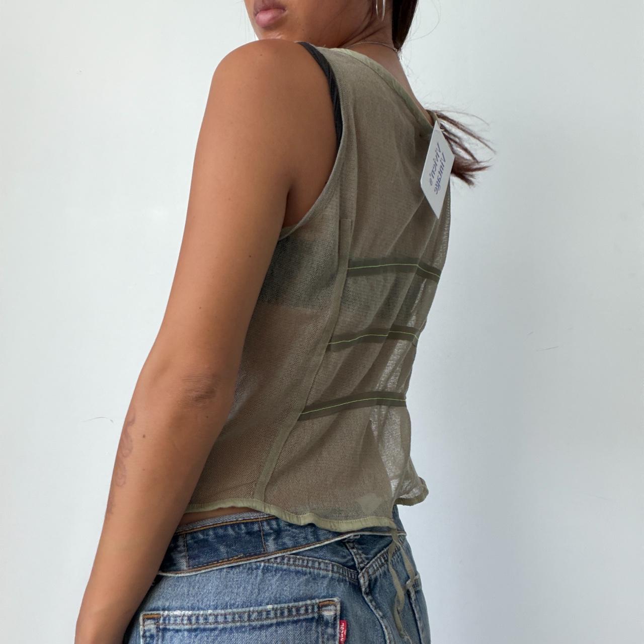 Vintage Cop Copine Khaki Mesh Top