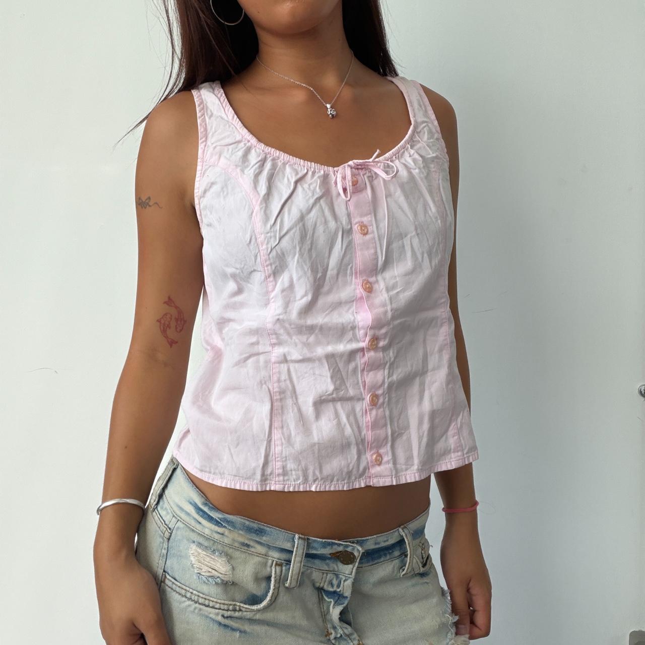 Vintage Baby Pink Button Top