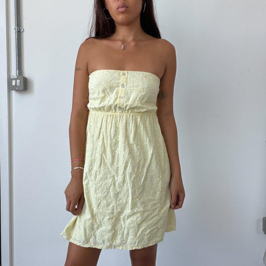 Vintage Yellow Bandeau Mini Dress