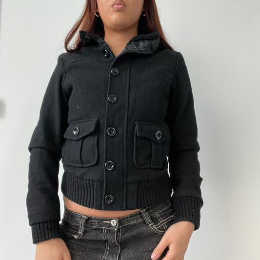 Black Wool Bomber Jacket