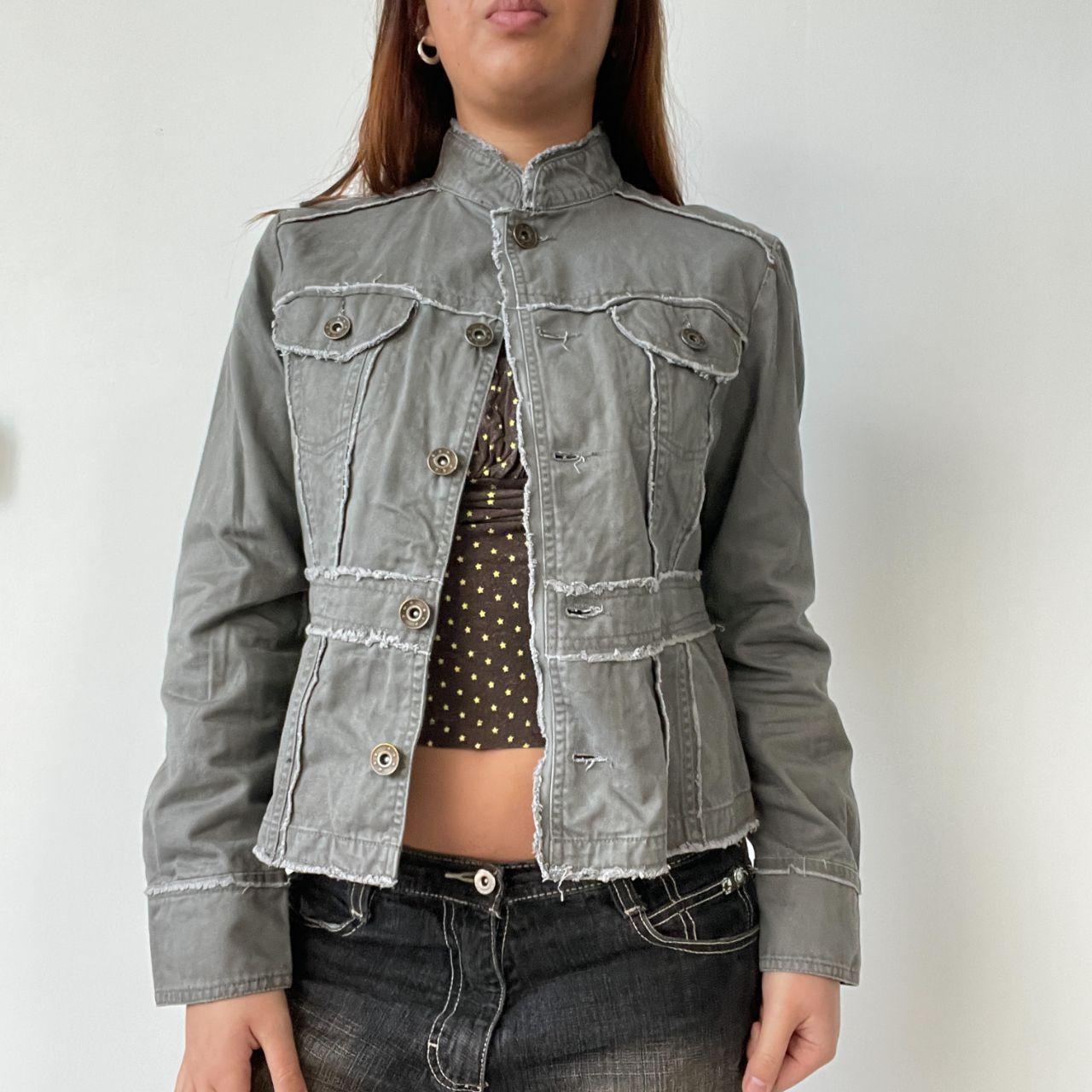 Grey/Khaki Distressed Utility Jacket