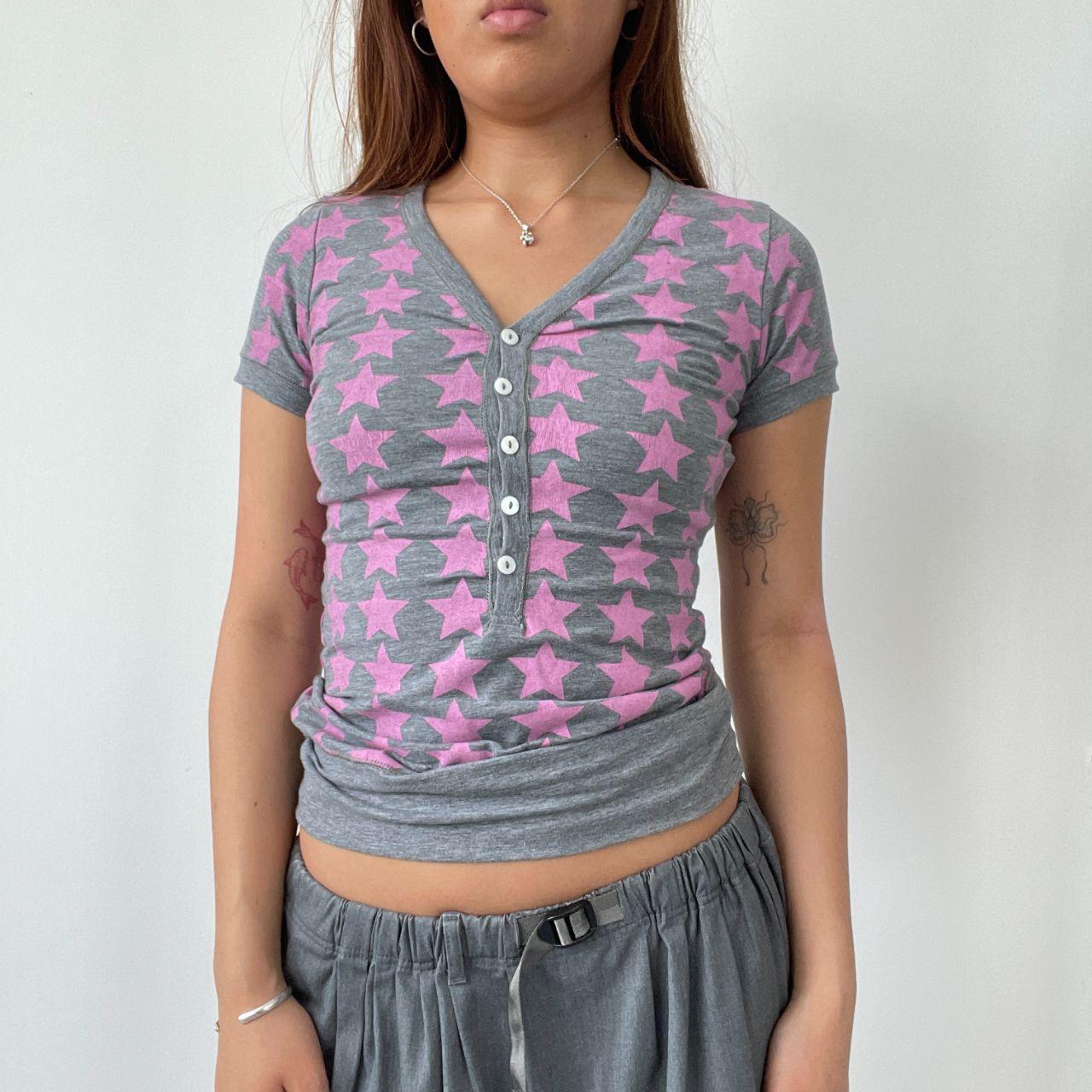 Pink/Grey Patterned Baby Tee
