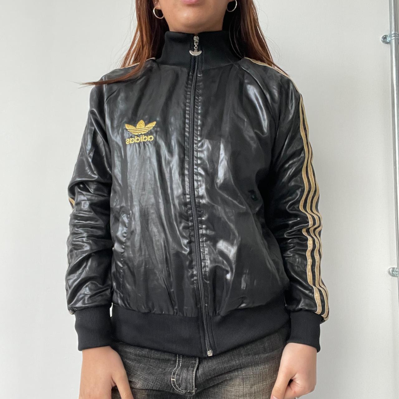 Mens Jackets Adidas Track Jacket Gold Stripe Black/Gold Shiny