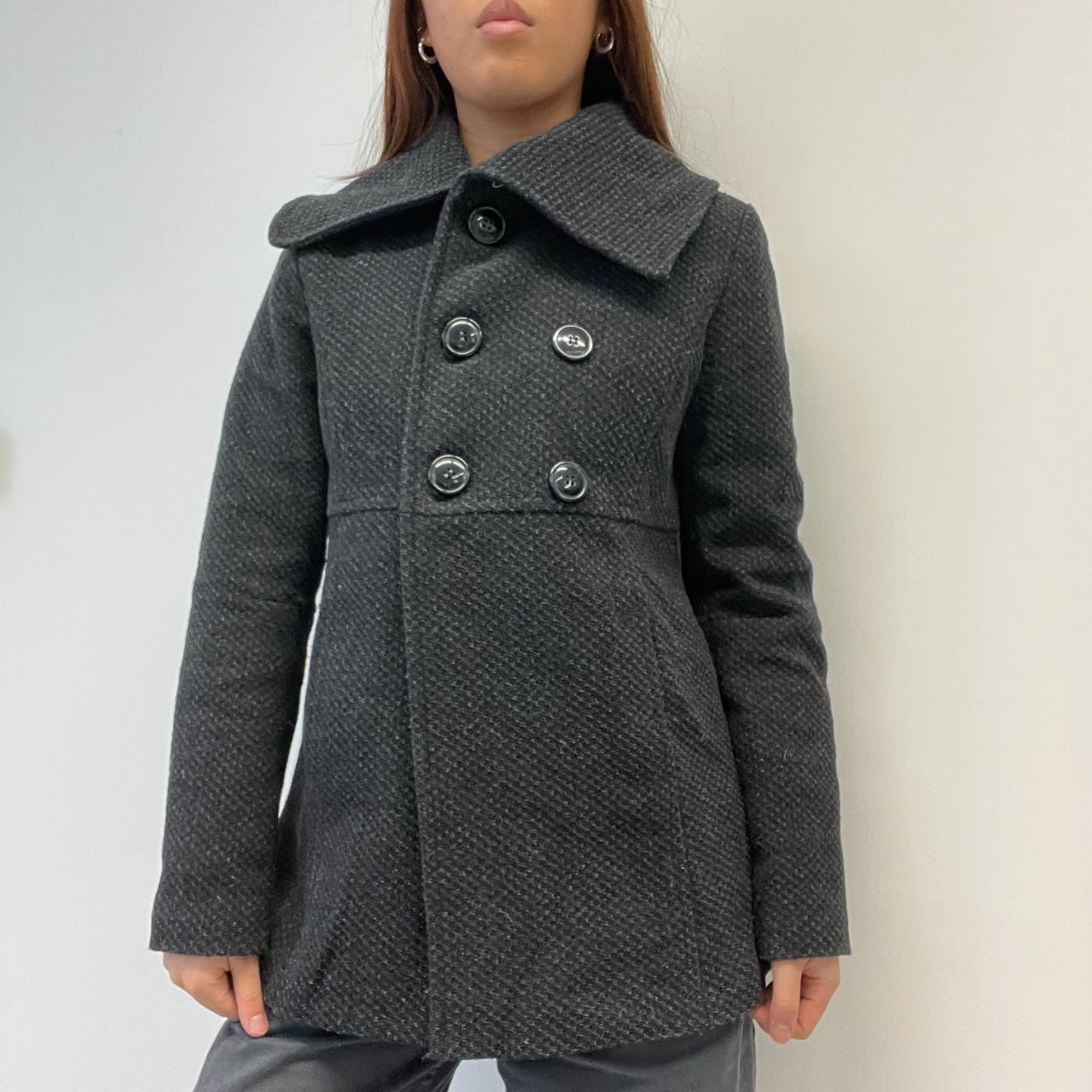 Grey Detailed Asymmetric Peacoat