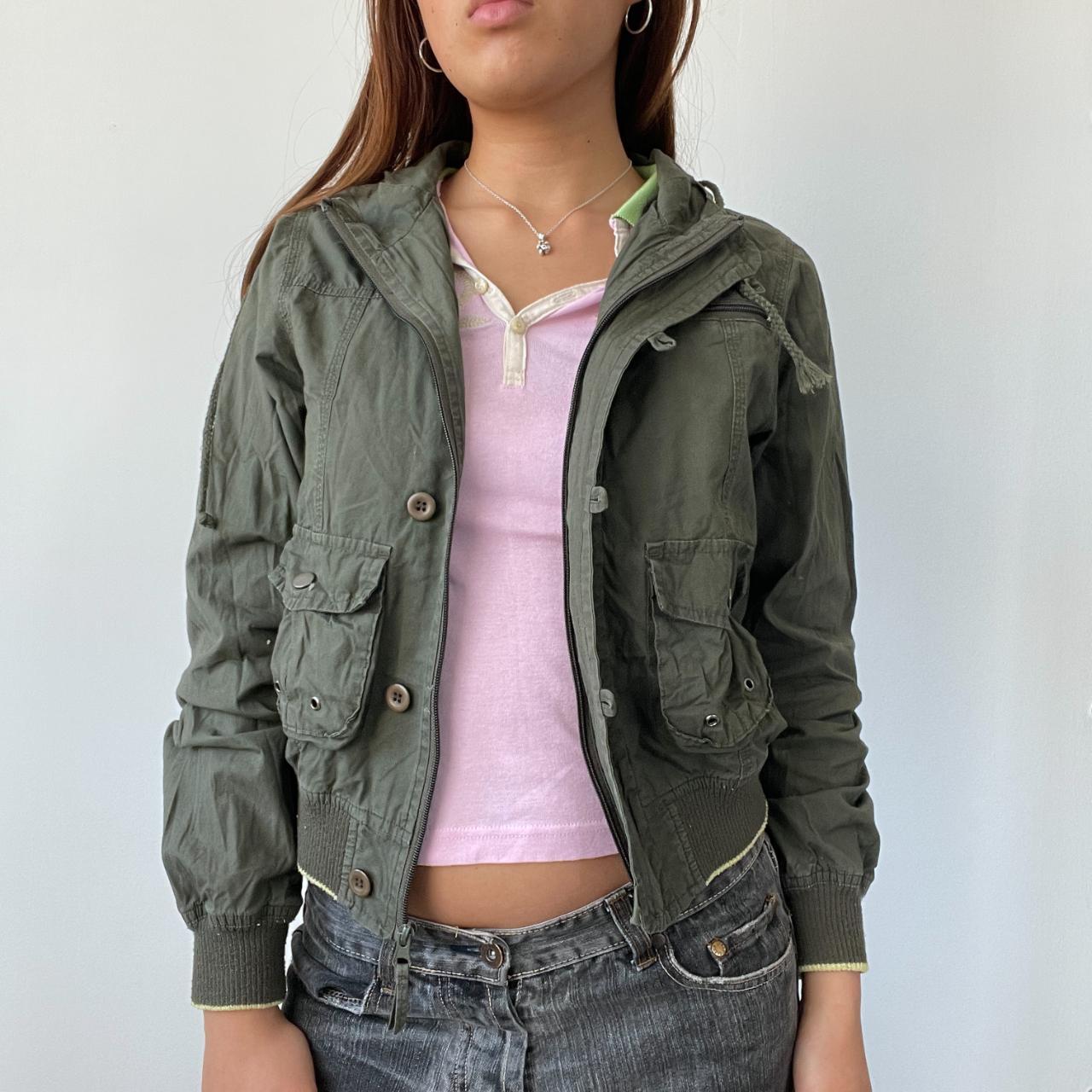 Khaki Green Hooded Utility Jacket