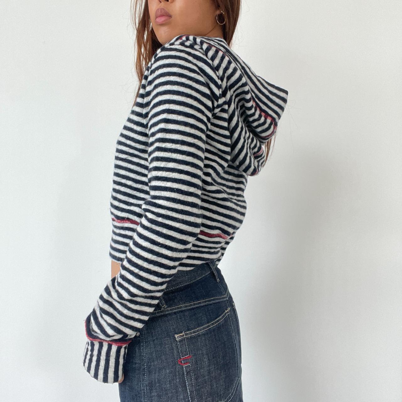 Black/Grey Stripy Knit Hoodie