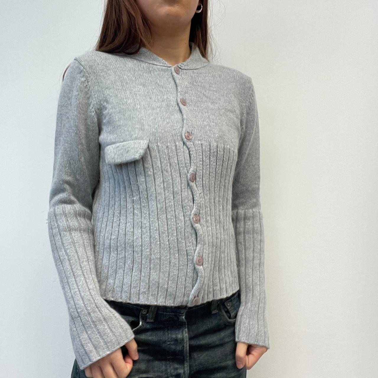 Grey Knitted Button Up Cardigan