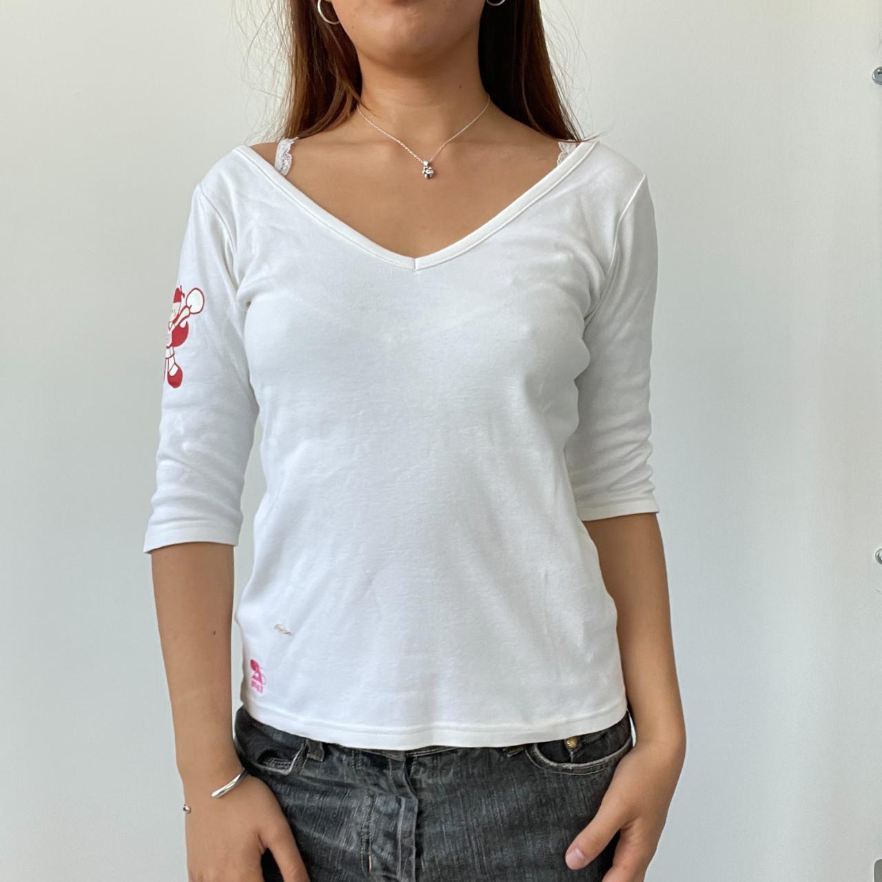 White V-Neck Graphic Tee